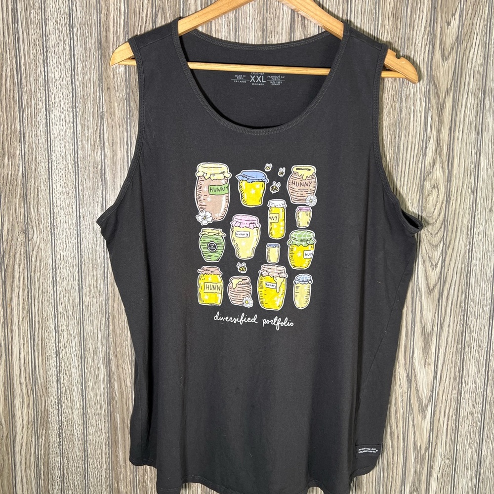 Plus Size Life is Good Diversified Portfolio Hunny Jar Graphic Print Tank Top